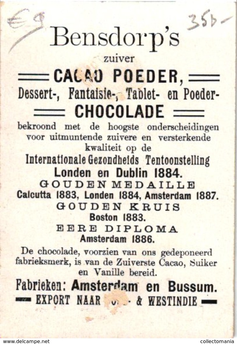 7 chromo litho PUB c1880 à 1890 BENSDORP chocolate chokolade, politie police gendarme picknik met kikkers frogs langlauf
