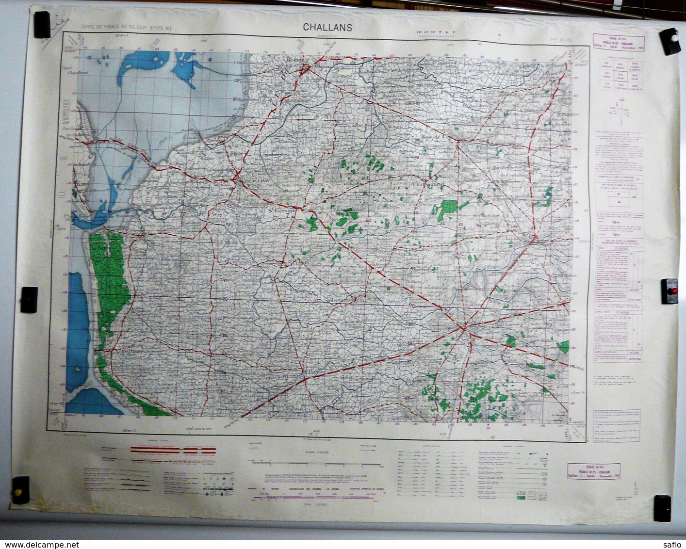 Carte Etat Major Challans (Vendée) Type M - 1/50000ème Feuille XI - 25  Institut Géographique National (IGNF) 1960 - Cartes Topographiques