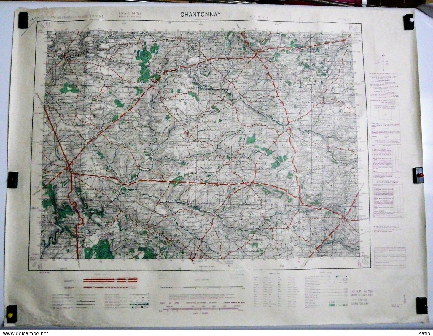 Carte Etat Major Chantonnay (Vendée) Type M - 1/50000ème Feuille XIV - 26  Institut Géographique National (IGNF) 1953 - Topographical Maps