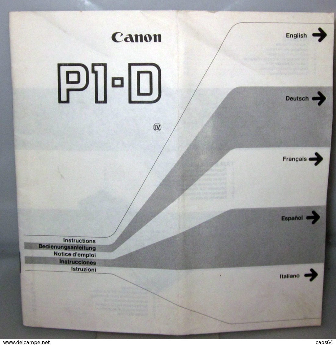 CANON P1-D ISTRUZIONI NOTICE D'EMPLOI INSTRUCTIONS - Altri & Non Classificati