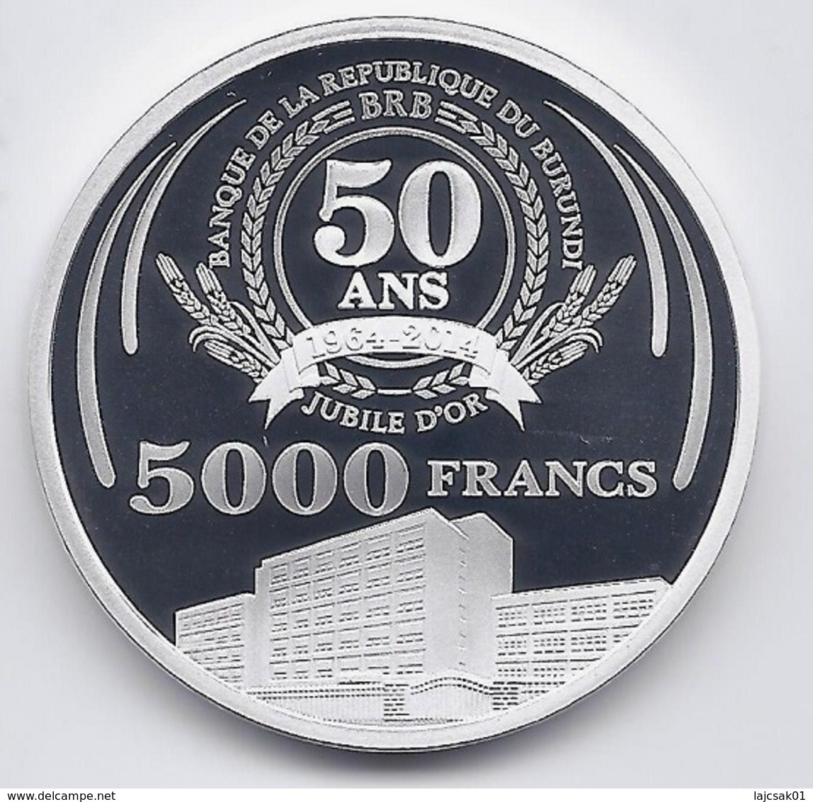 Burundi 5000 Francs 2014. PROOF SILVER Ag The 50th Anniversary Of The Central Bank Of Burundi - Burundi