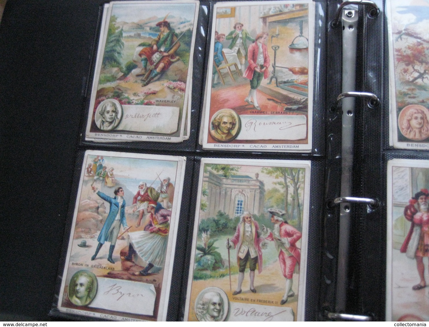 8 cards BENSDORP, 14cm X 9cm  advertising  c1890  CACAO COCOA  chocolate, Famous WRITERS, literature VG