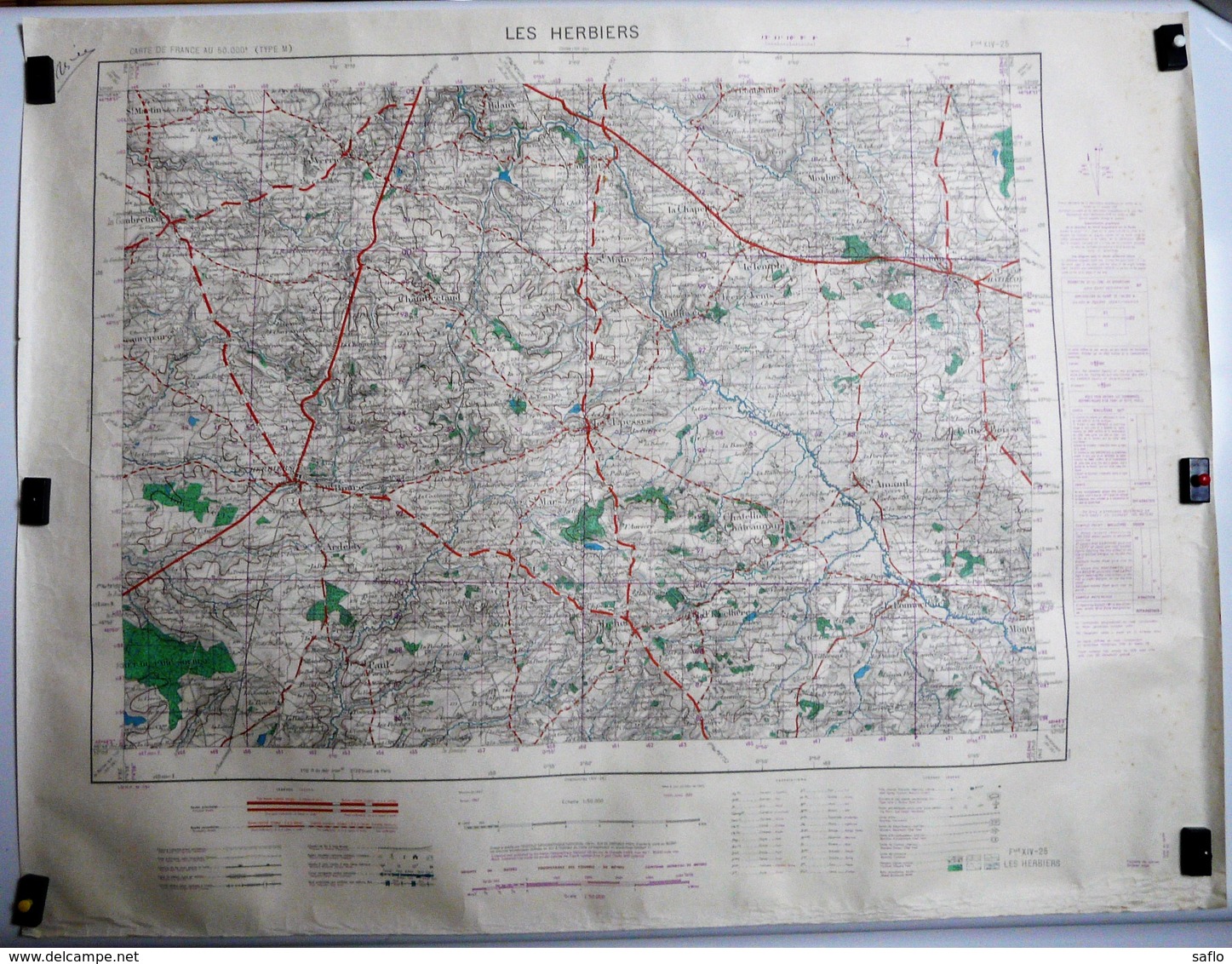 Carte Etat Major Les Herbiers (Vendée) Type M - 1/50000ème Feuille XIV - 25  Institut Géographique National (IGNF) 1952 - Cartes Topographiques