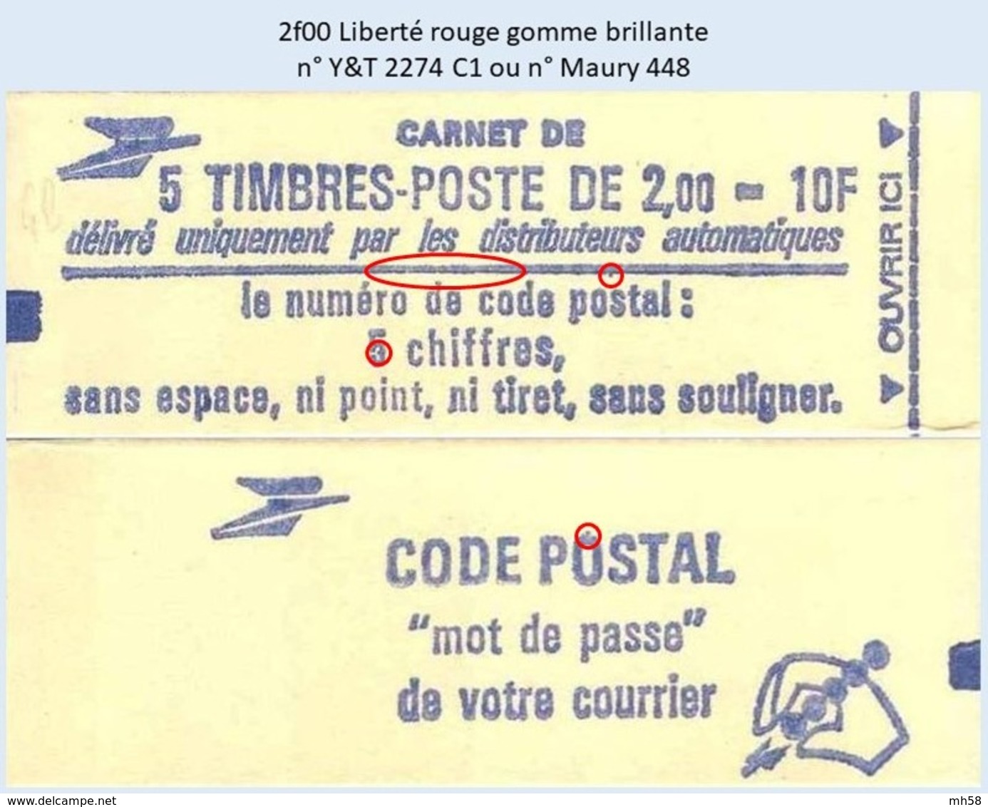 FRANCE - Carnet 2f00 Liberté Rouge - YT 2274 C1 / Maury 448 - Autres & Non Classés