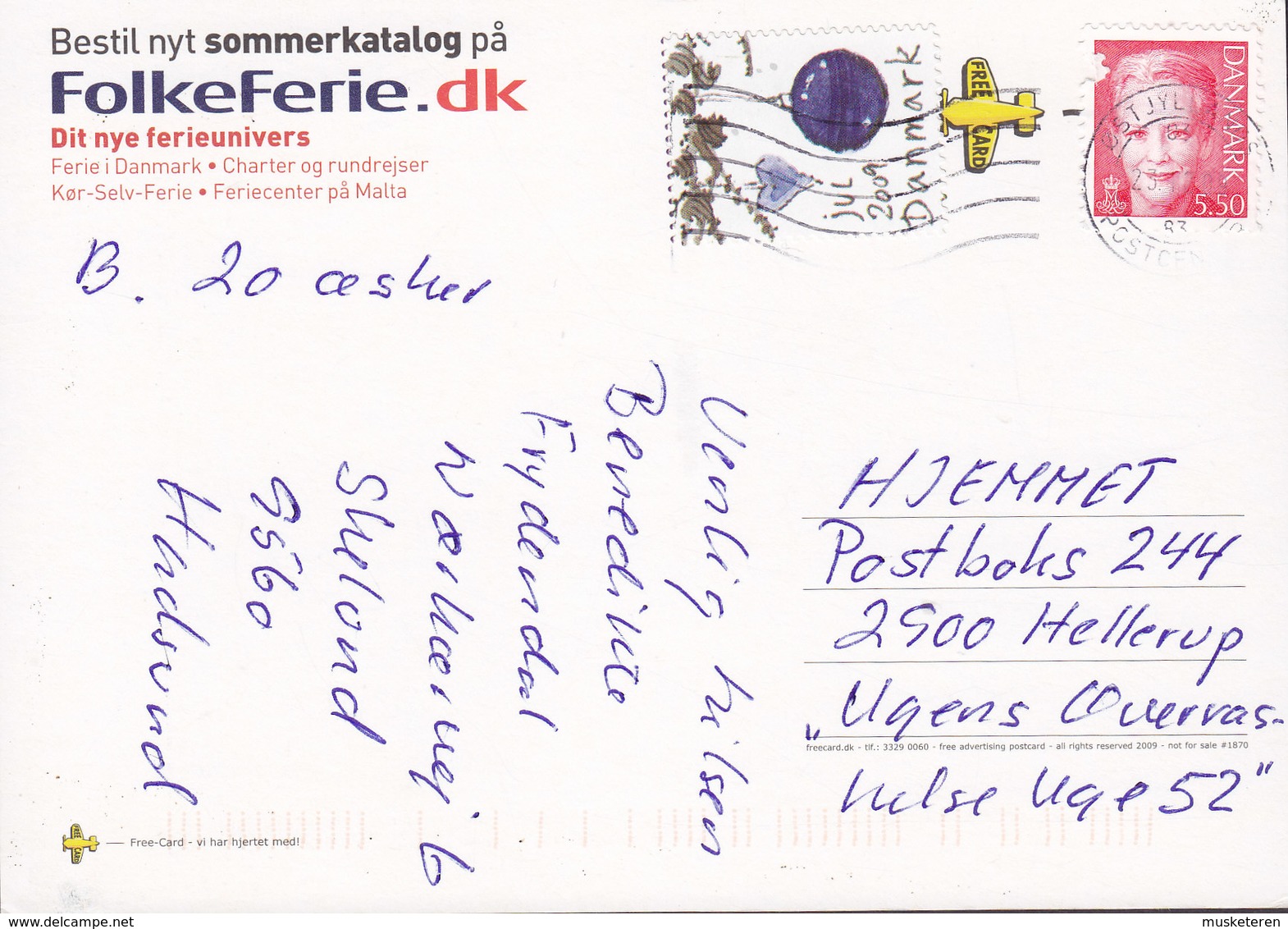 Denmark PPC Folkesport Cycling & .... Postally Used 2009 To HELLERUP Christmas Seal (2 Scans) - Radsport