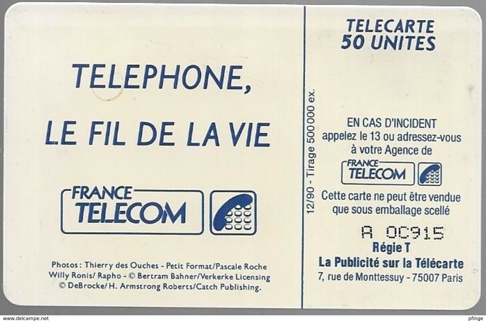 Telecarte 50 - Téléphone Le Fil De La Vie - Téléphones