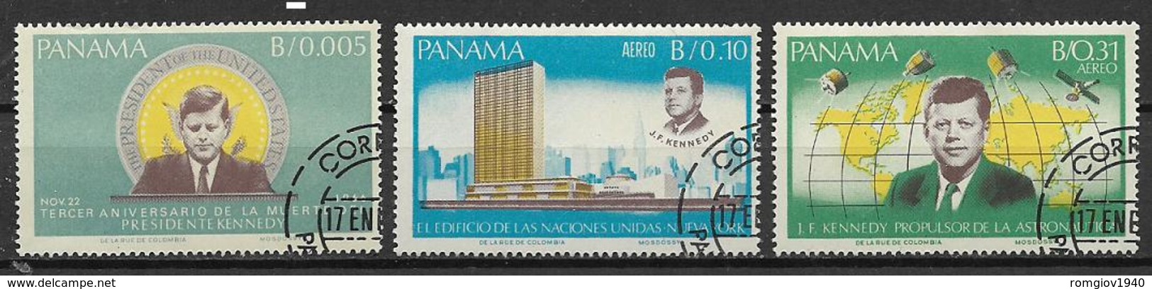 PANAMA 1967 KENNEDY YVERT. 445+POSTA AEREA 419-420 USATA VF - Panama