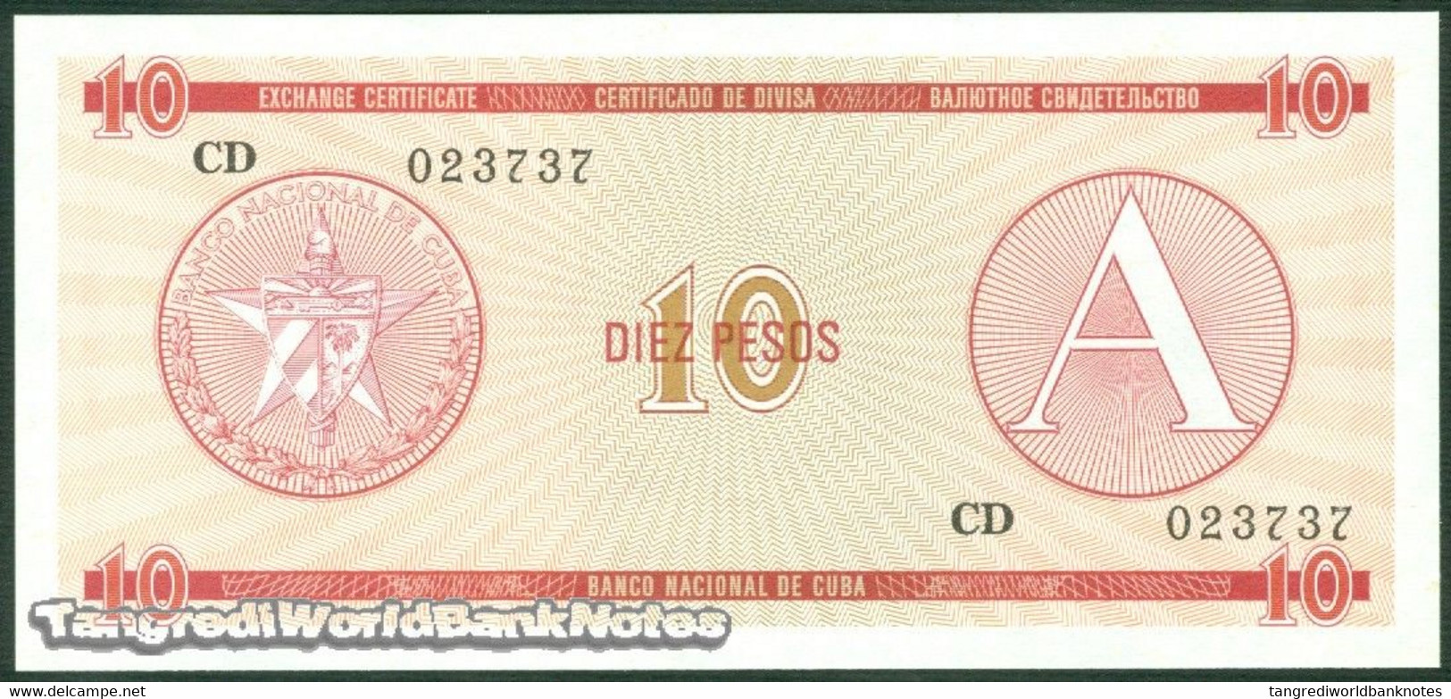 TWN - CUBA FX4 - 10 Pesos 1985 Serie A - Prefix CD UNC - Cuba