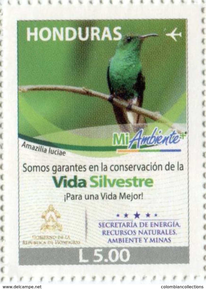 Lote H1, Honduras, 2015, Sello, Stamp, Mi Ambiente, Ave, Amazilia Luciae, Bird, Environment Protection - Honduras