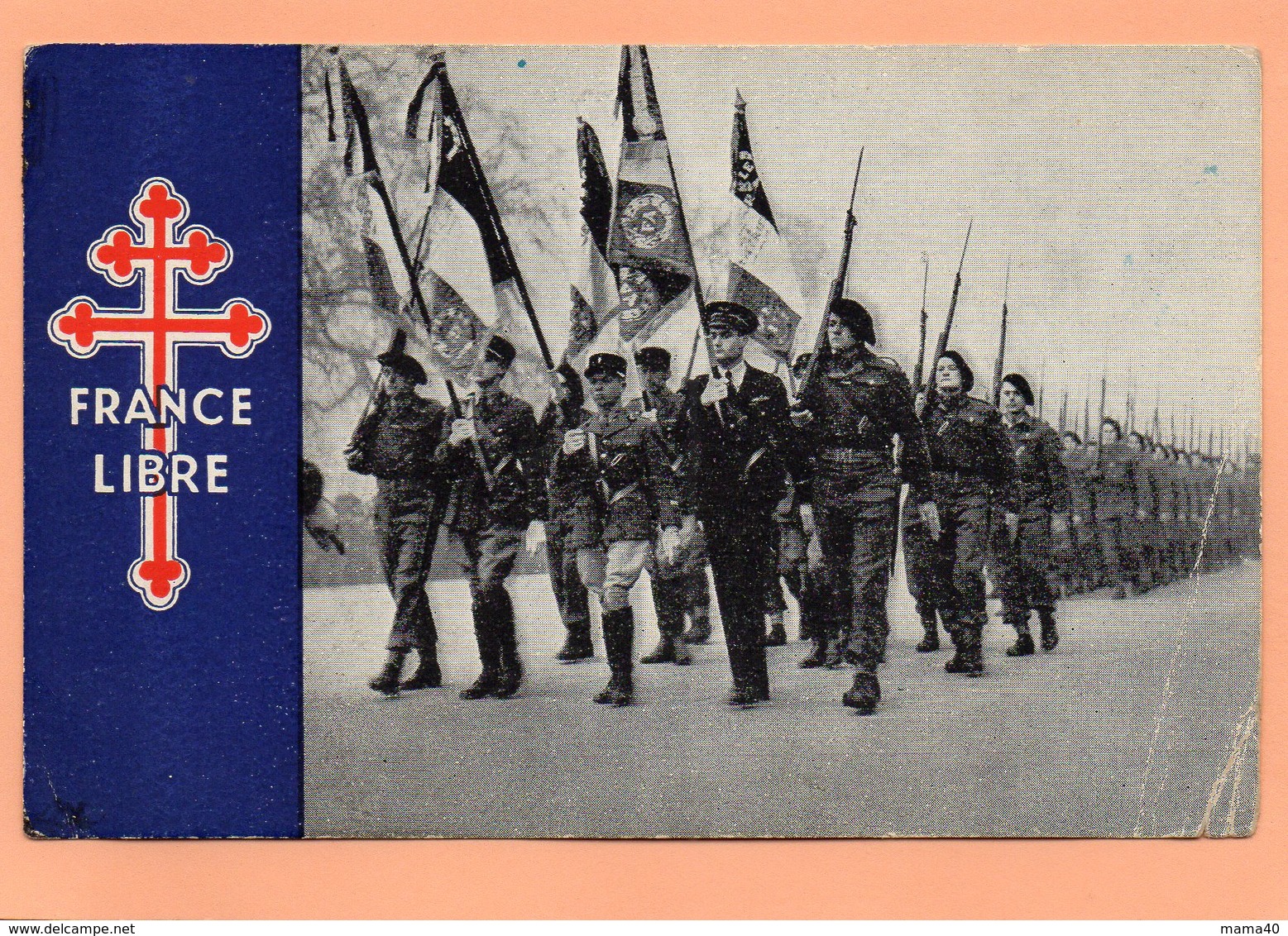 CARTE MILITARIA - WWII - FORCES FRANCAISES LIBRES - FETE DE JEANNE D'ARC A LONDRES - NOUVEAUX DRAPEAUX ET TROUPES - Guerre 1939-45