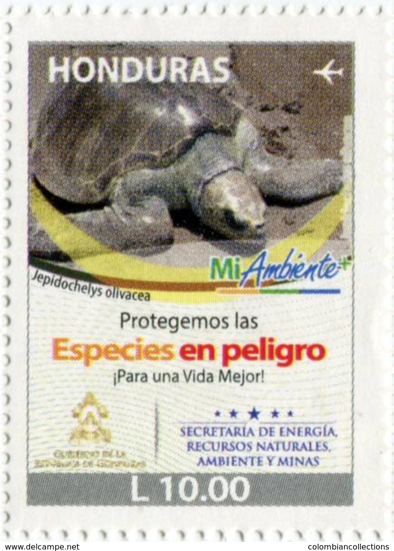 Lote H2, Honduras, 2015, Sello, Stamp, Mi Ambiente, Tortuga, Jepidochelys Olivacea, Turtle, Environment Protection - Honduras