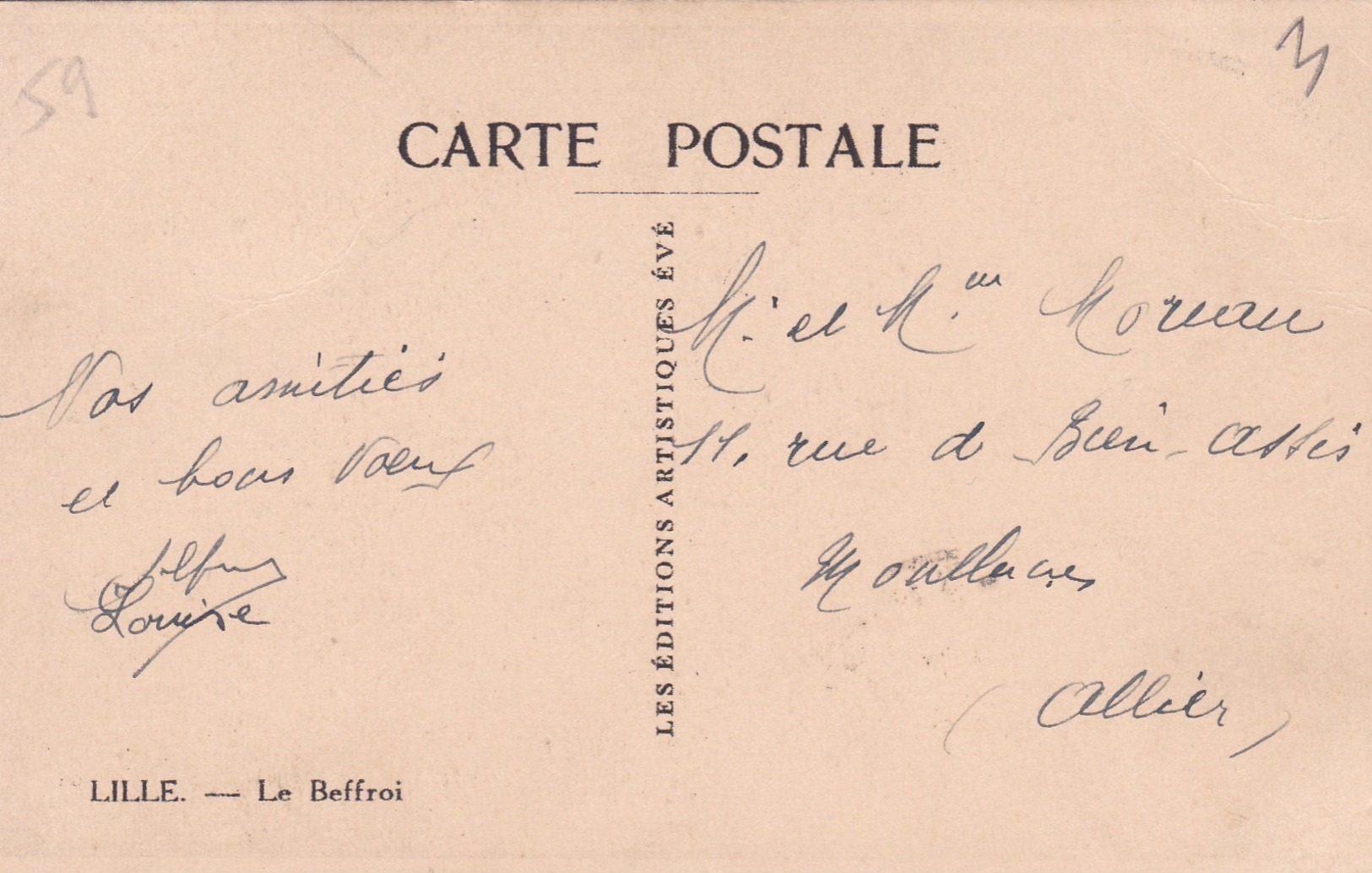 LILLE -  Dépt 59 - Le Beffroi - 1939 - Lille