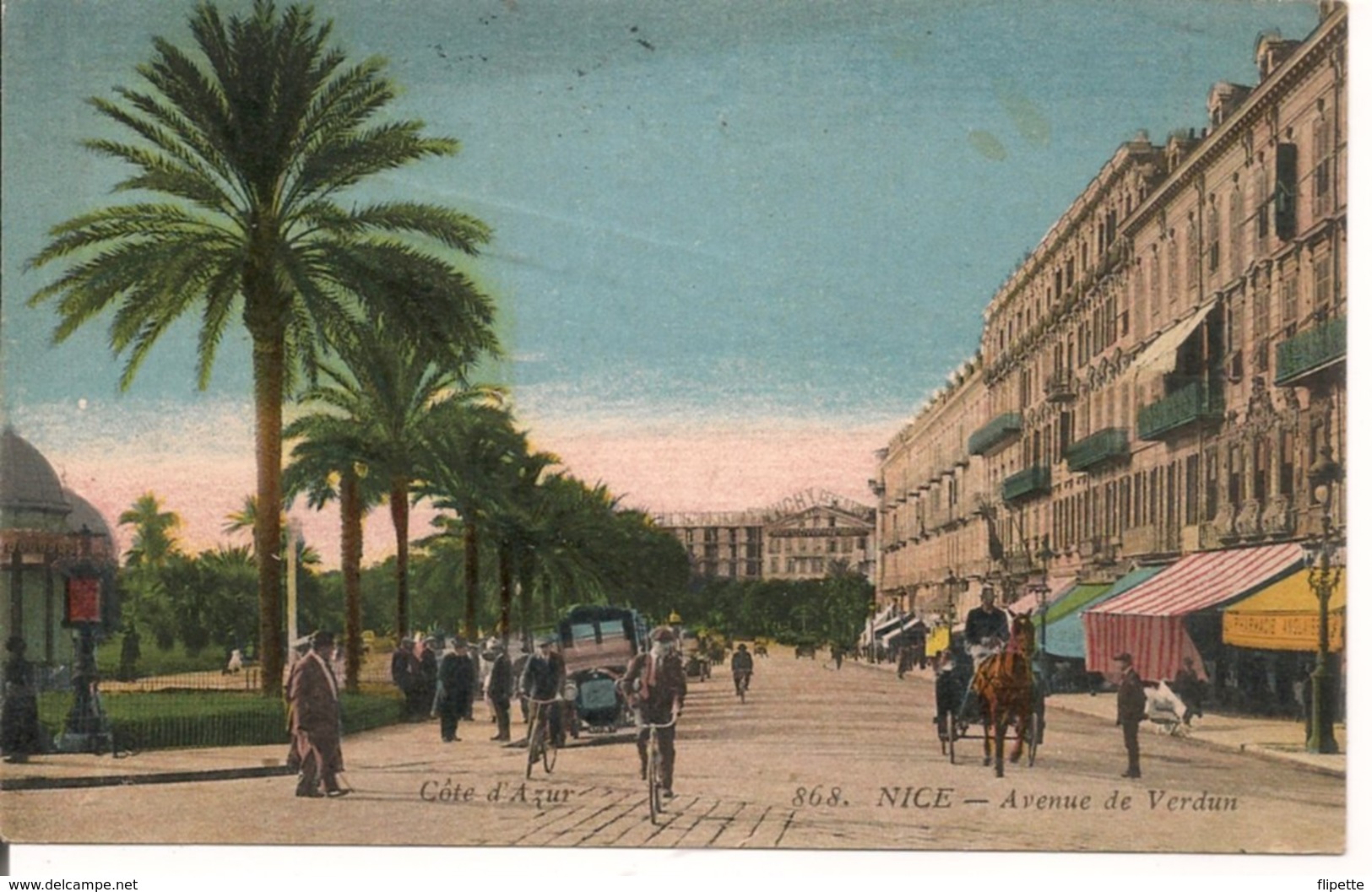 L20J195 - Nice - Avenue De Verdun  - Le Deley  N°868 - Jolie Animation, Vélos, Charette, Tacot - Scènes Du Vieux-Nice