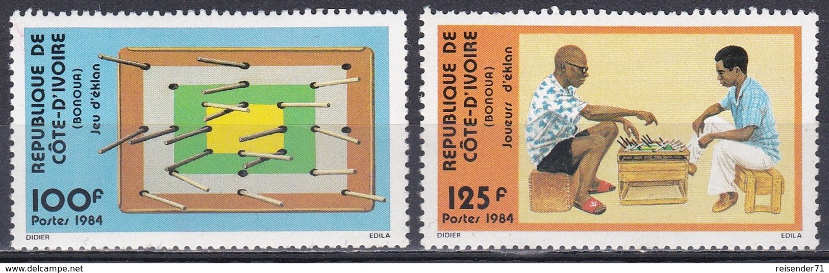 Elfenbeinküste Ivory Coast Cote D'Ivoire 1984 Spiele Games Eklan-Spiel Brettspiele Kinder Children, Mi. 824-5 ** - Côte D'Ivoire (1960-...)