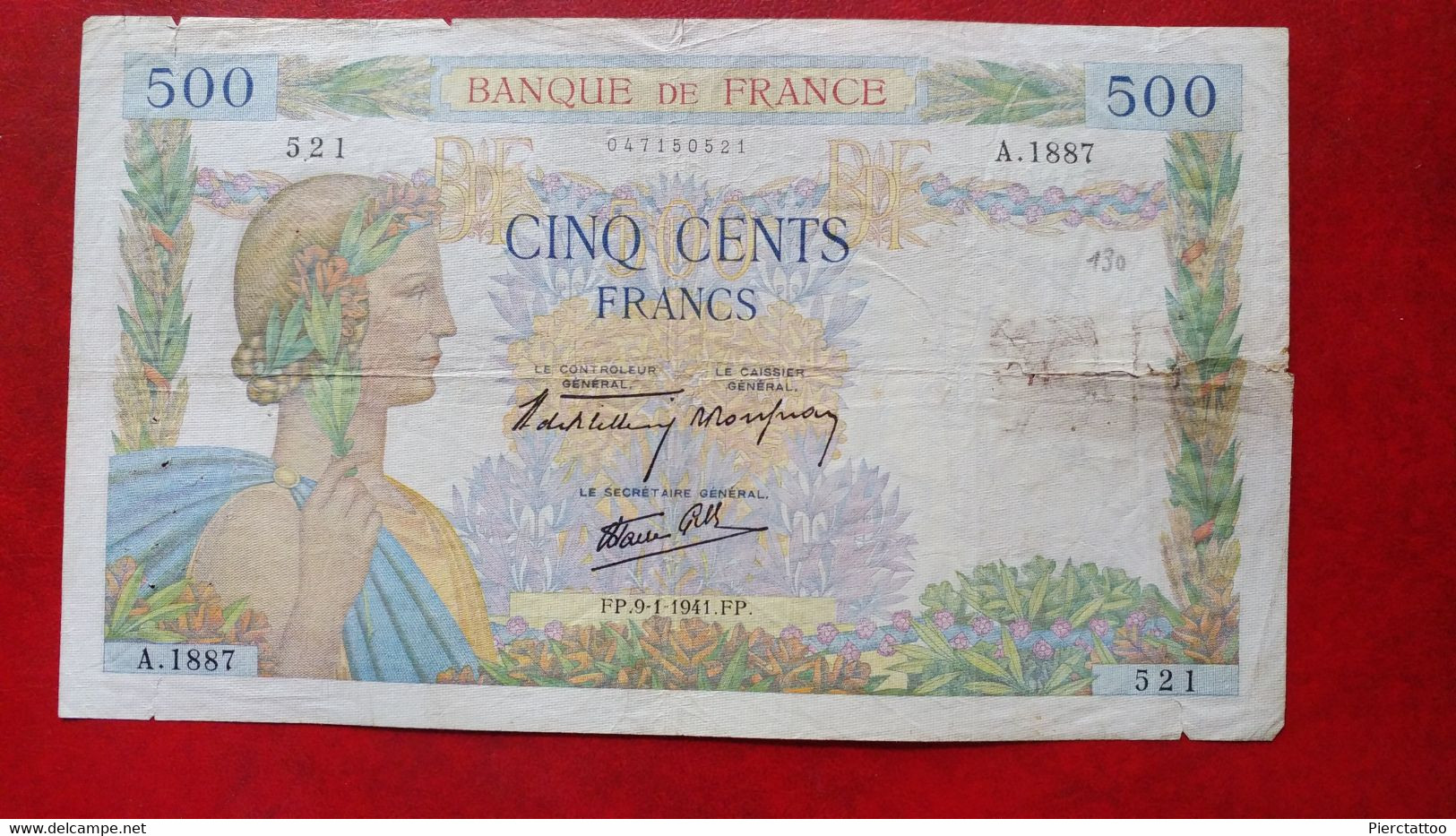 500 Francs "La Paix" - France - 09/01/1941 - 500 F 1940-1944 ''La Paix''