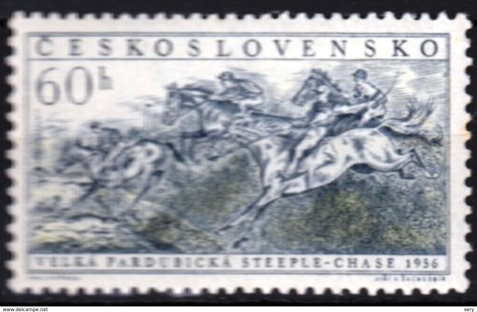 Czechoslovakia 1956 1 V MNH Steeple-chase Equestrian Horse Horses Hippisme Horses Horse Chevaux Cheval Pferd - Ippica