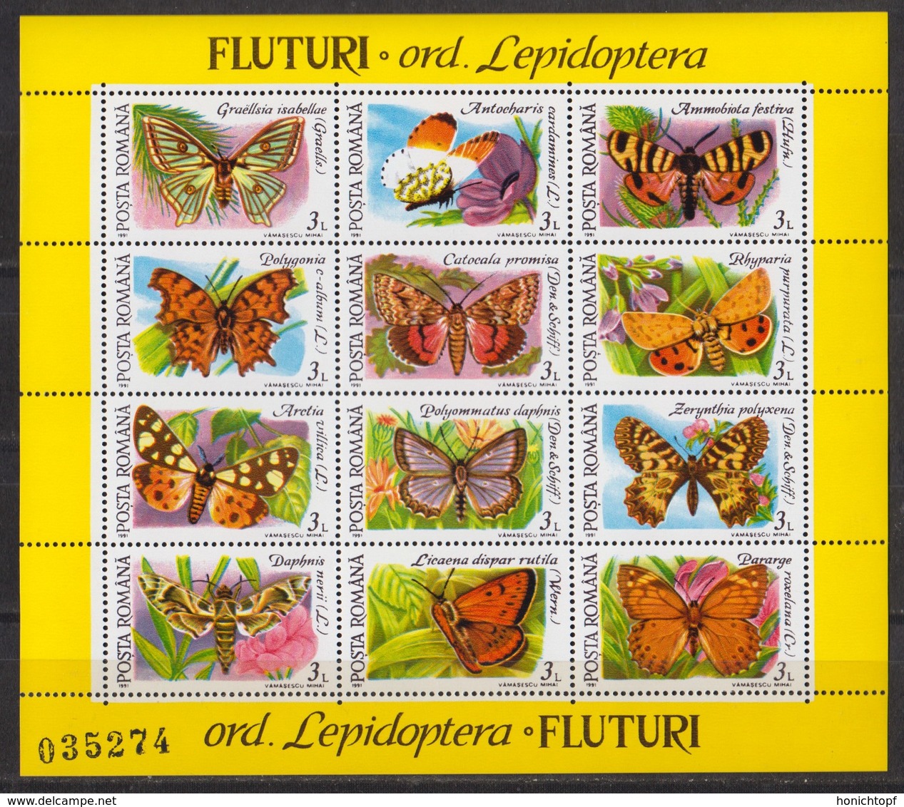 Rumänien; 1991; Michel Block 268 **, Butterflies /Schmetterlinge / Fluturi - Ungebraucht