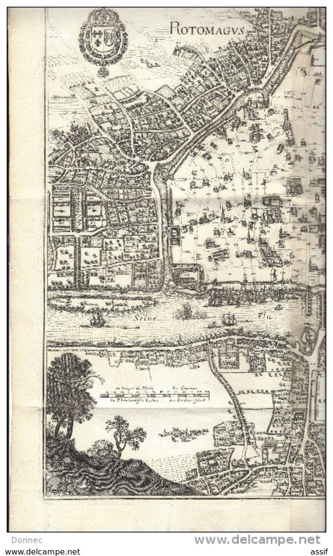 ROUEN , Plan Rotomagus - Rovan, 1655 ( Plan Extrait D'un Livre - Au Dos, Attache De L'onglet ), Feuille 38,8 X 45,8 Cm - Altri & Non Classificati