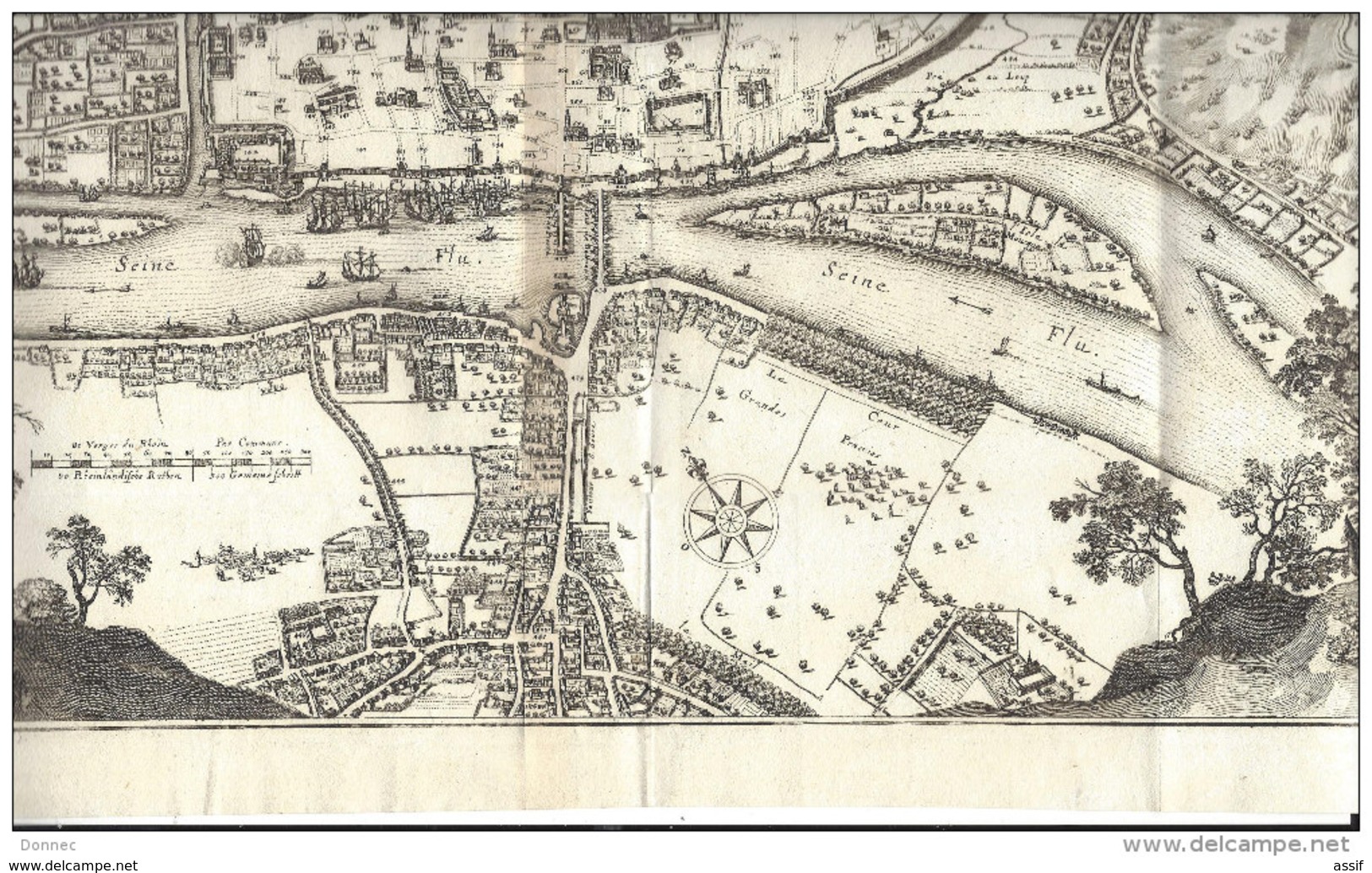 ROUEN , Plan Rotomagus - Rovan, 1655 ( Plan Extrait D'un Livre - Au Dos, Attache De L'onglet ), Feuille 38,8 X 45,8 Cm - Altri & Non Classificati