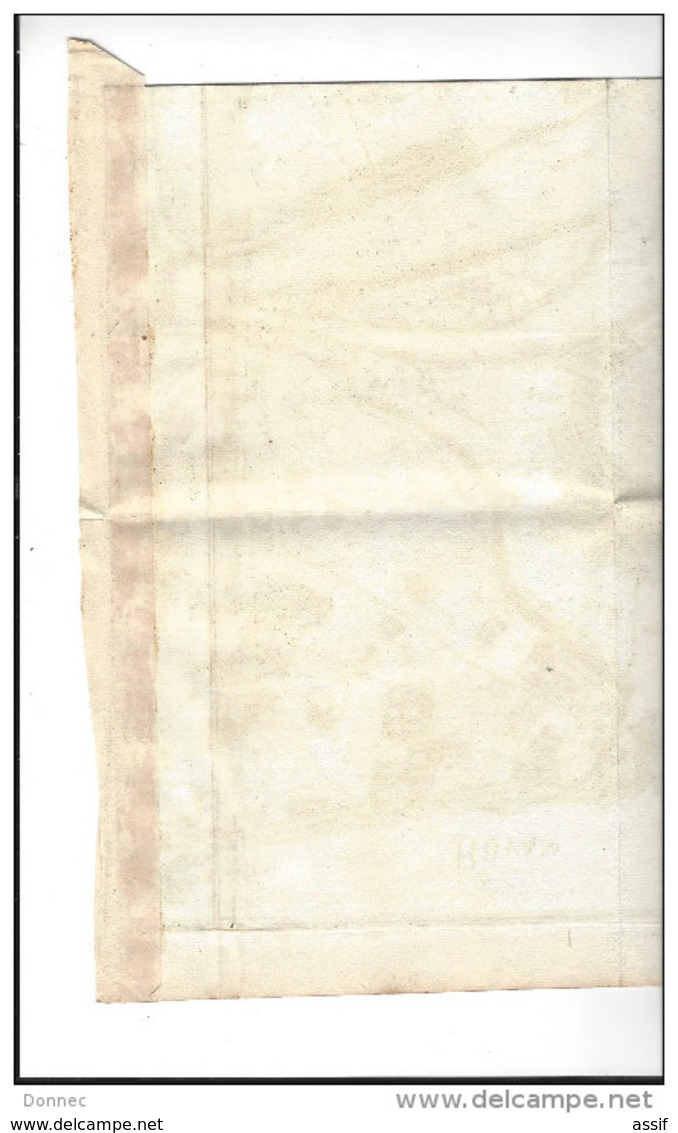 ROUEN , Plan Rotomagus - Rovan, 1655 ( plan extrait d'un livre - au dos, attache de l'onglet ), Feuille 38,8 x 45,8 cm