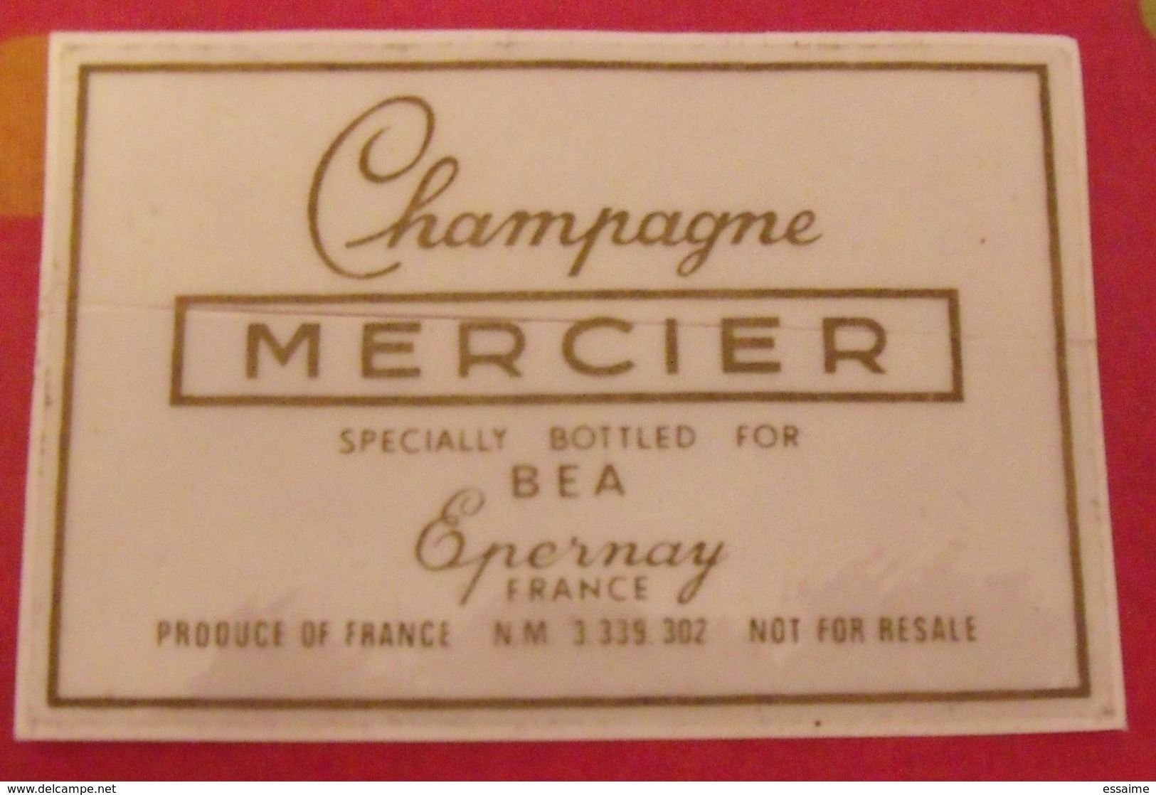 Autocollant Champagne Mercier. Epernay France. Vers 1960-70 - Stickers