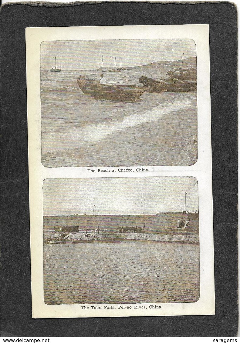 Chefoo,China-The Beach And The Taku Forts,PeiHo River 1907 - Antique Postcard - Chine