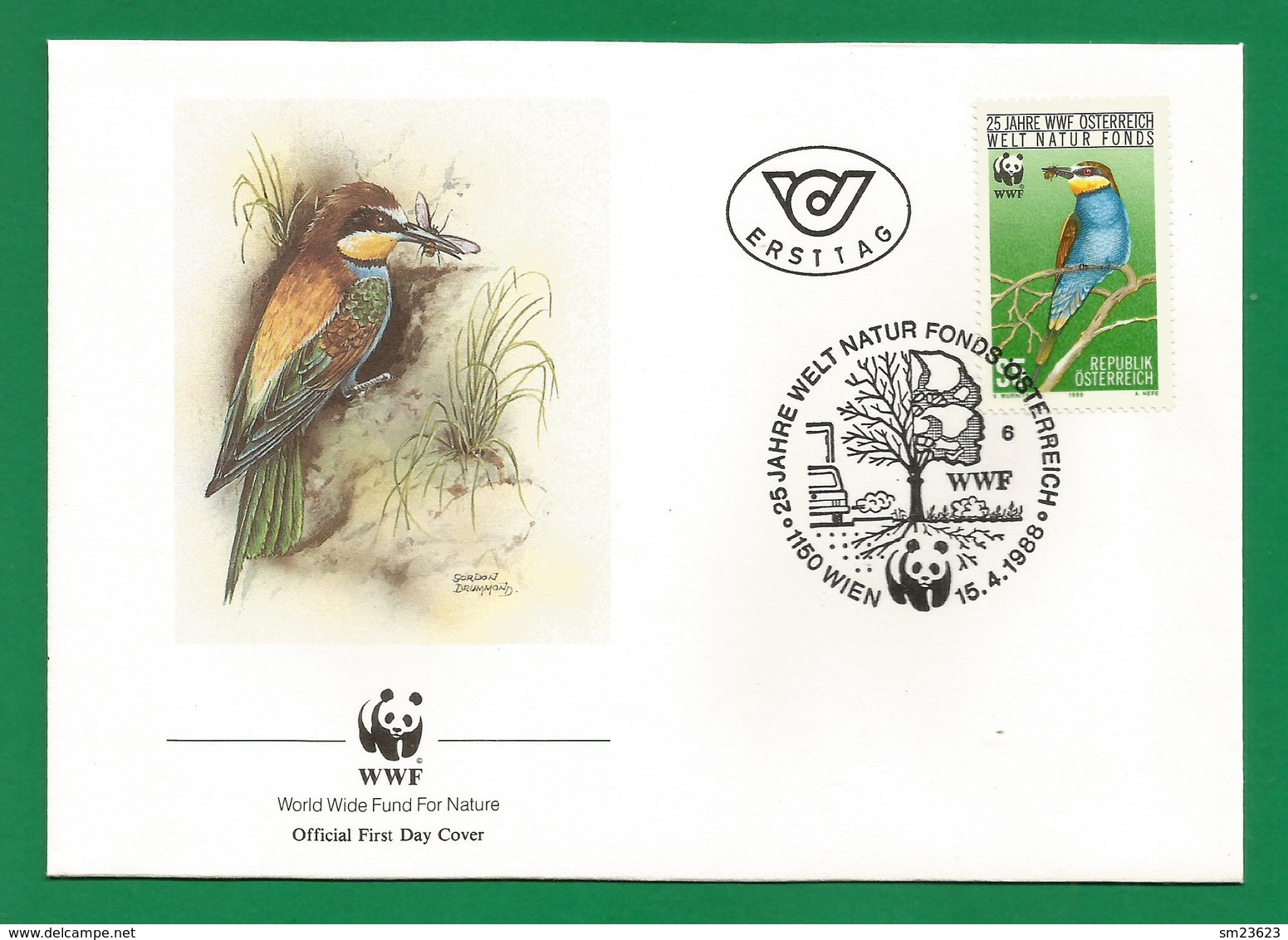 Österreich  1988  Mi.Nr. 1918 , Der Bienenfresser - WWF Official First Day Cover - 25 Jahre Welt Natur Fonds Österreich - FDC