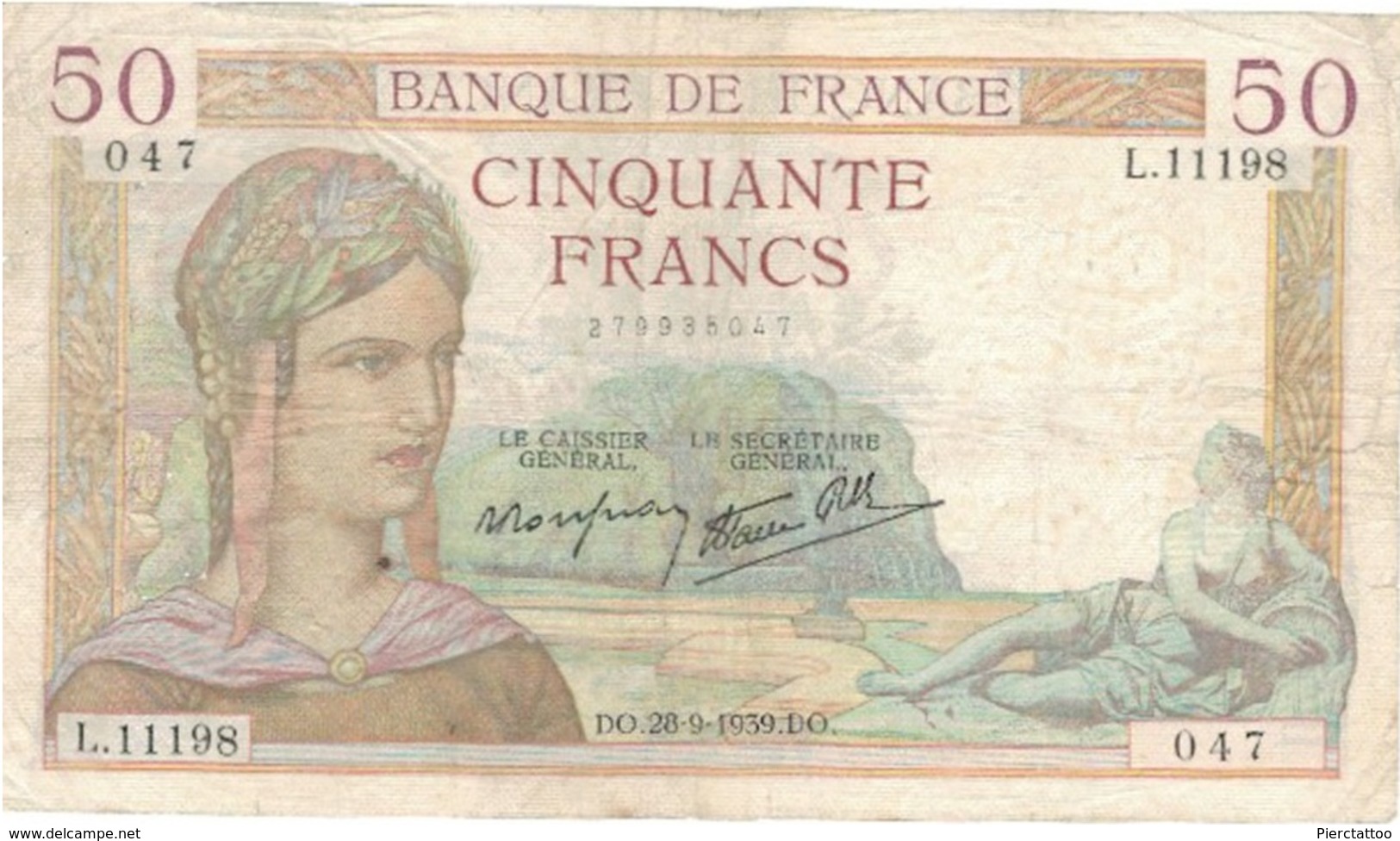 50 Francs "Cérès" - 28/09/1939 - France - 50 F 1934-1940 ''Cérès''