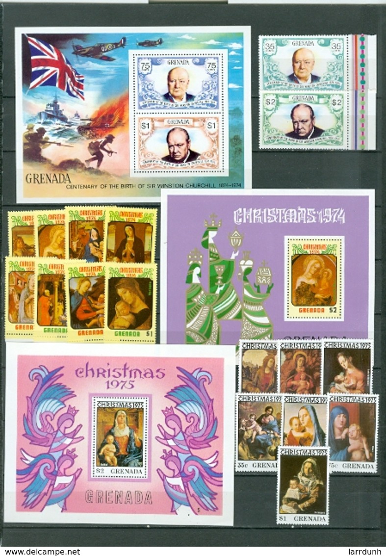 Grenada Winston Churchill Christmas Botticcelli Paintings Virgin And Child  MNH 1974 1975 WYSIWYG A04s - Grenada (1974-...)