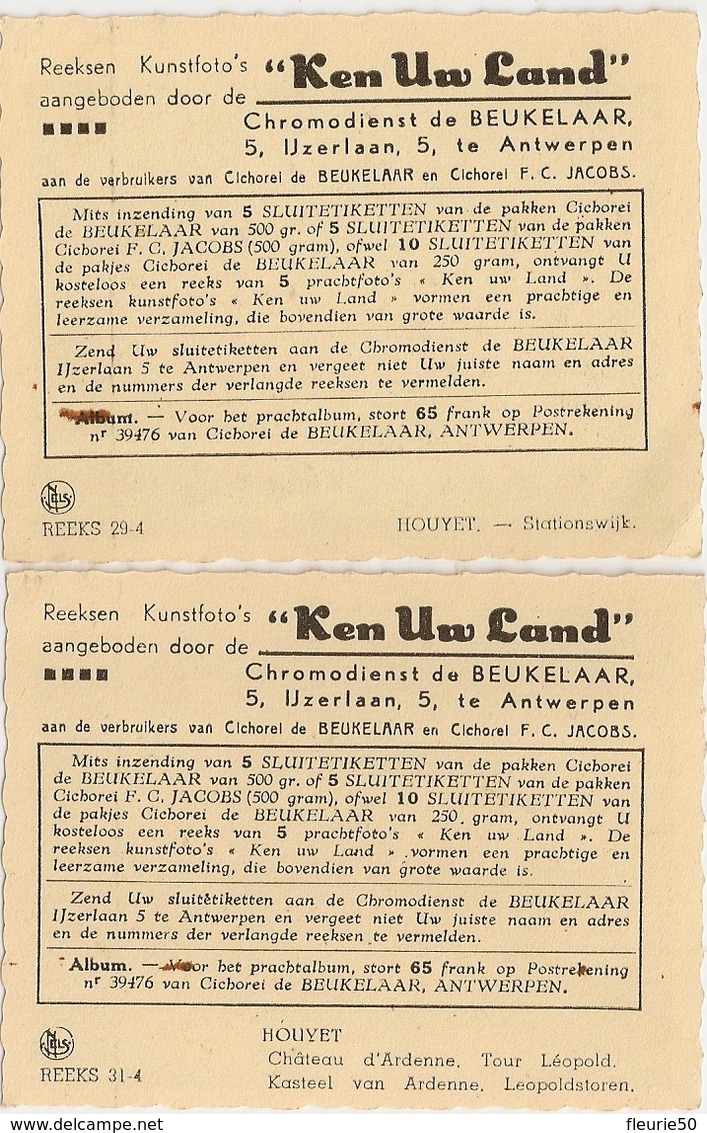 2 Chromo / Chromodienst De Beukelaer HOUYET Château D'Ardenne / Kasteel Van Ardenne - Stationswijk / Quartier De La Gare - De Beukelaer