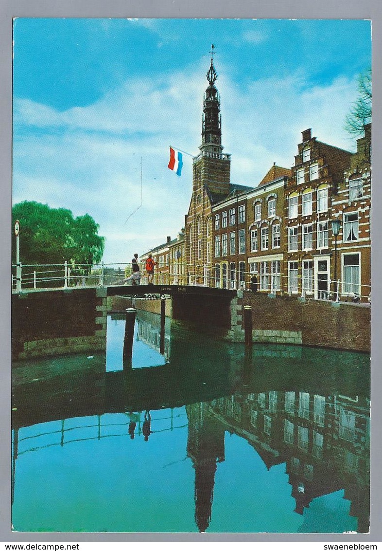 NL.- LEIDEN. Steenschuur Met Lodewijkskerk. Gracht. Brug. - Kerken En Kathedralen