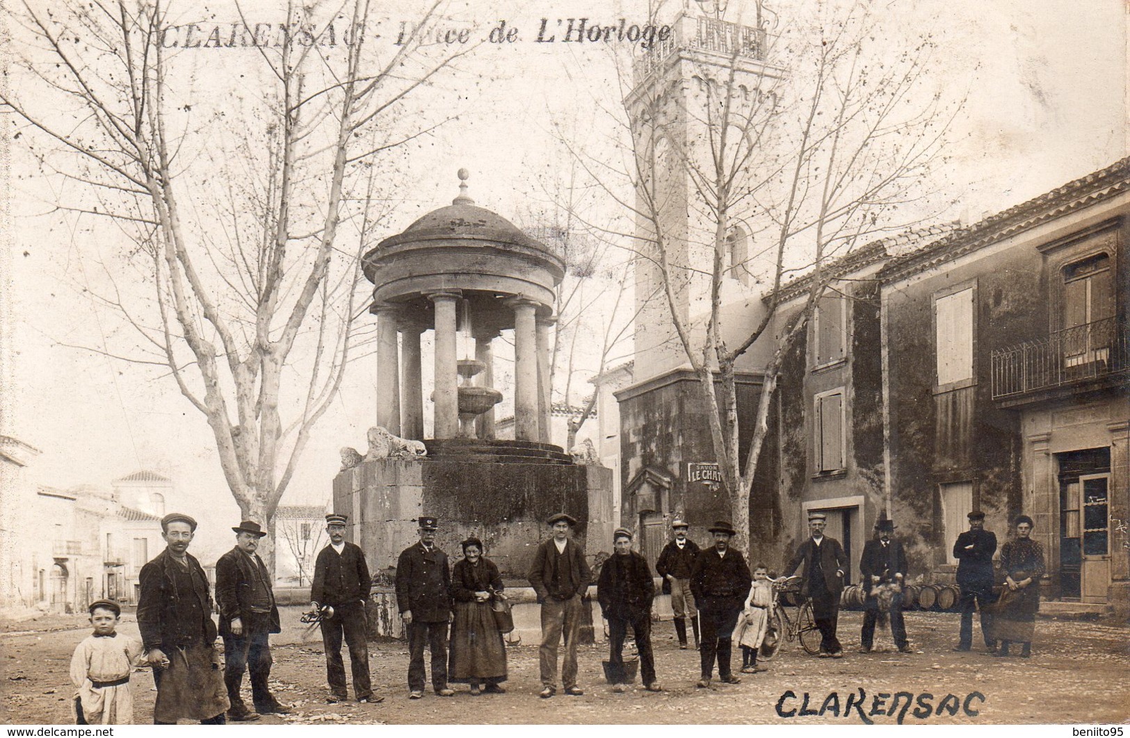 CARTE-PHOTO De CLARENSAC - Place De L'Horloge. - Autres & Non Classés