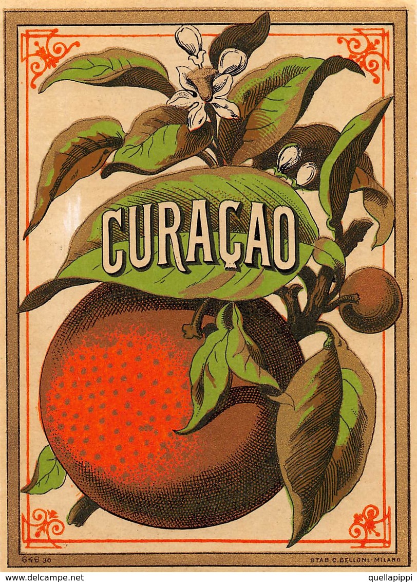 D8970 "SCIROPPO - CURACAO - FINE XIX SEC."  ETICHETTA ORIGINALE - Frutta E Verdura