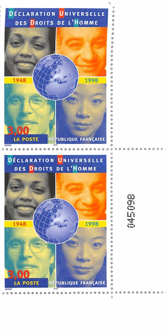 FRANCE 1998  N°3208** DROITS HOMME LA PAIRE BDF - Unused Stamps