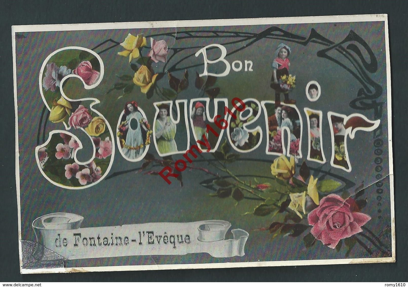 Bon Souvenir De Fontaine - L'Evêque. Avec Prsonnages Dans Les Lettres. Voir Dos, 2 Scans - Fontaine-l'Evêque