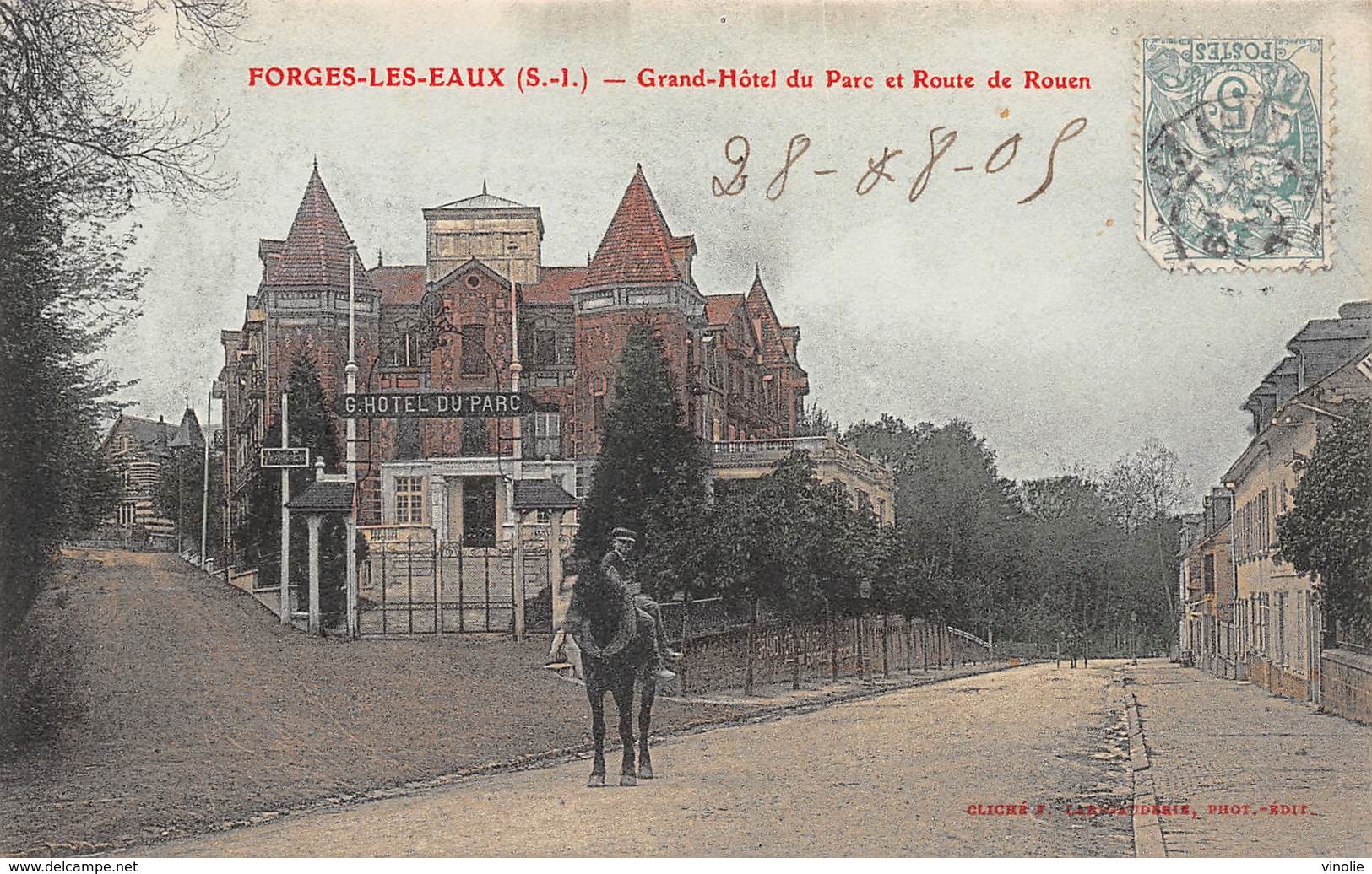 A-19-282 : FORGES LES EAUX. CARTE COLORISEE. GRAND-HOTEL. - Forges Les Eaux