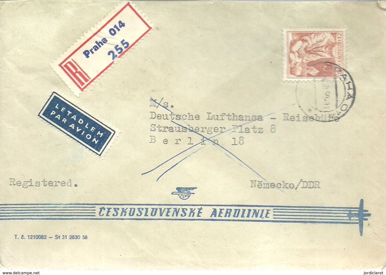 LETTER REGISTERED  PRAHA 1959 - Cartas & Documentos