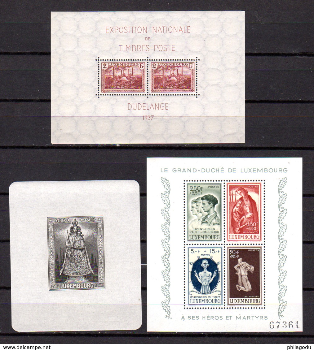 1937-74  Luxembourg, Blocs Feuillet 2-4-5-6-8-9**, Cote 82,50 €, - Blocks & Sheetlets & Panes