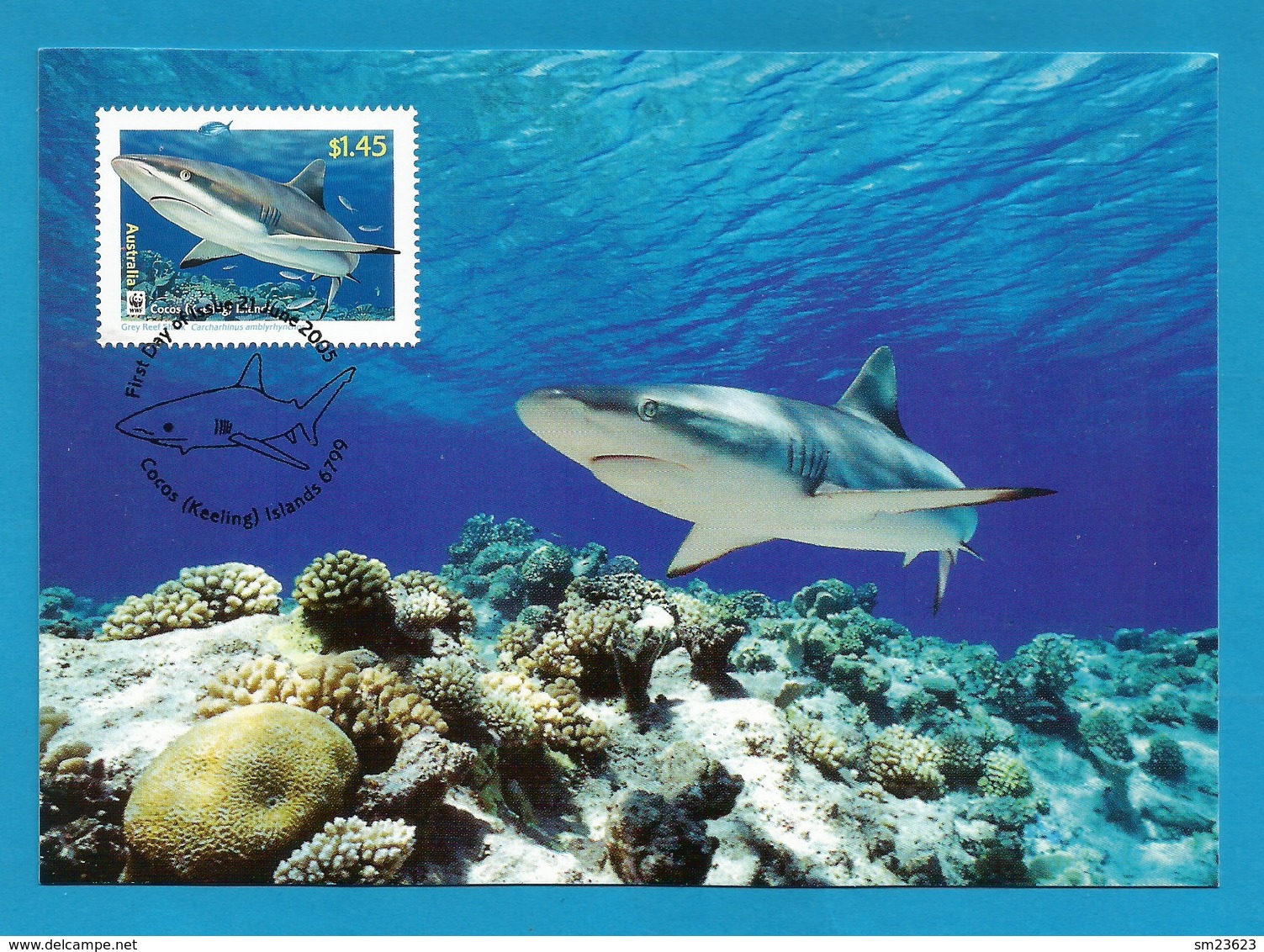 Australien / Cocos (Keeling) Islands  2005  Mi.Nr. 423 , Grey Reef Shark - WWF Maximum Card - 21 June 2005 - Cocos (Keeling) Islands