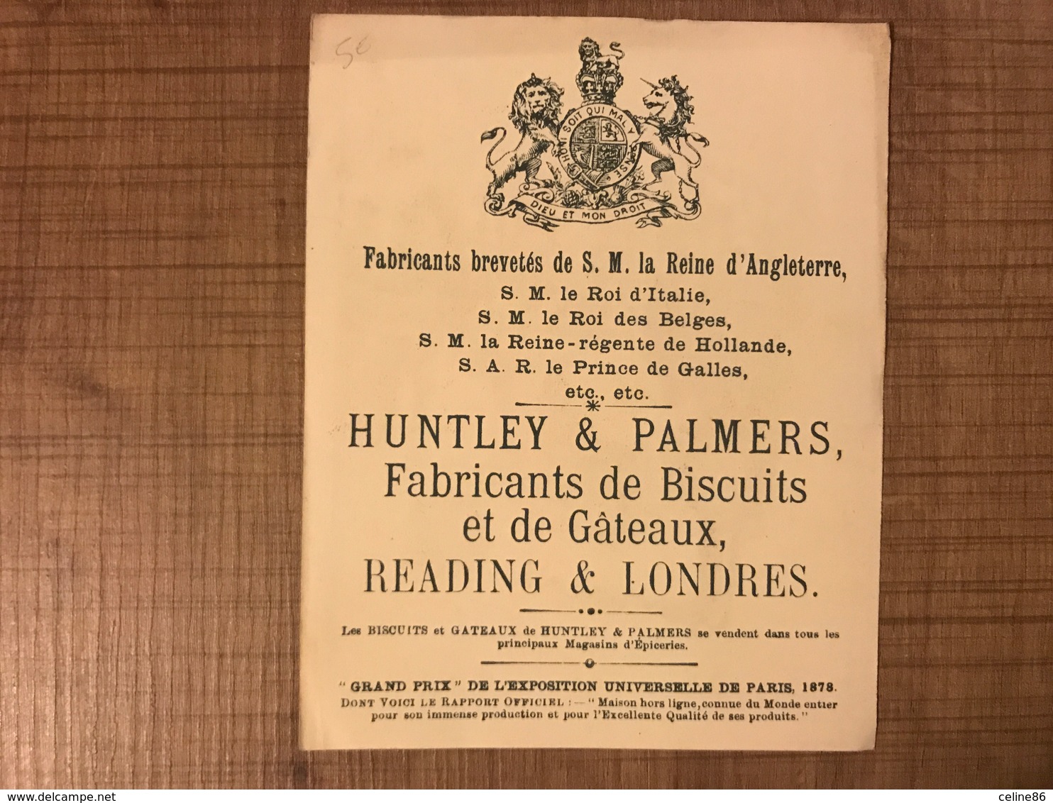 HUNTLEY & PALMERS Fabricants De Biscuits Et De Gâteaux - Autres & Non Classés