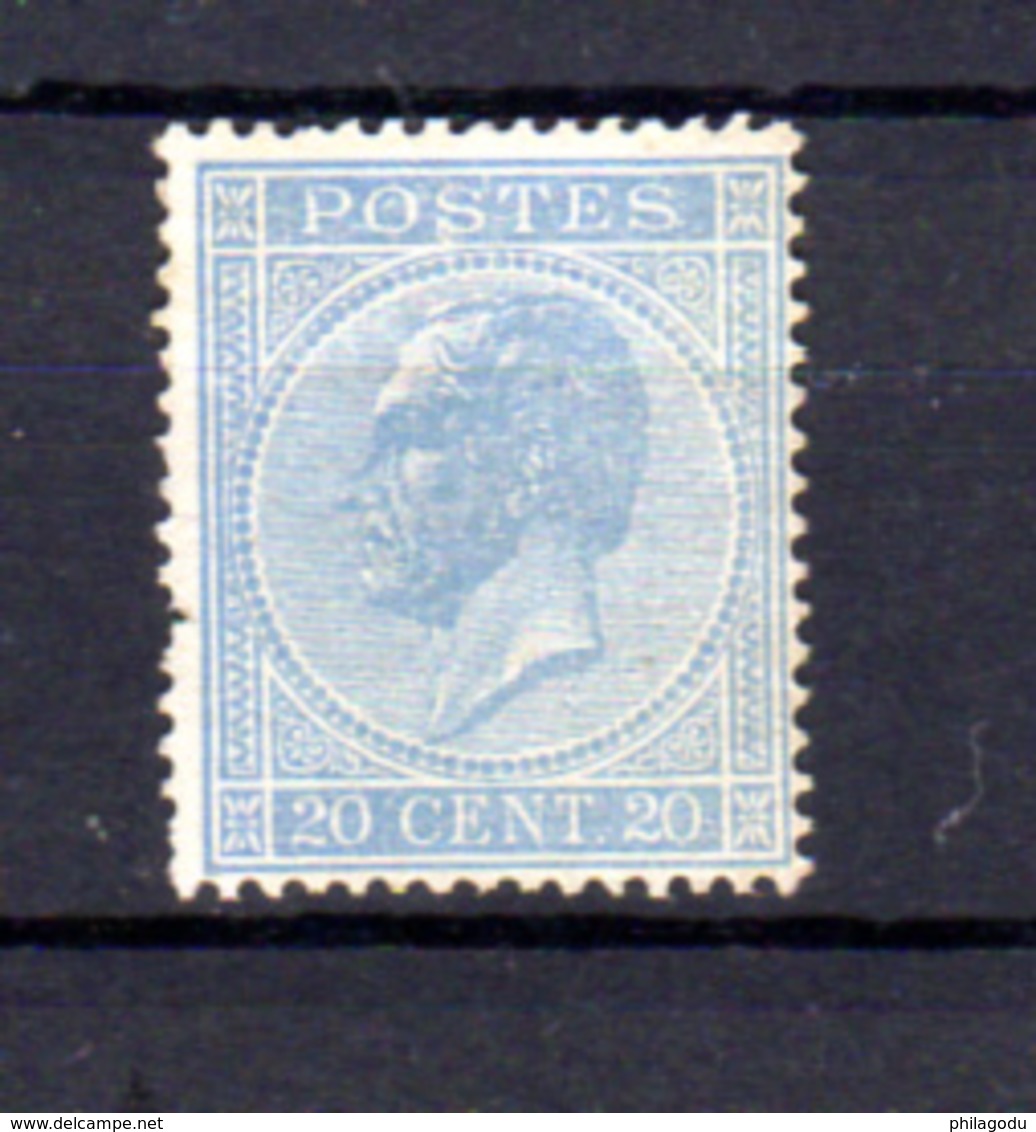 1865-66   Belgique, 20c Léopold 1er, 18 * Sans Gomme Cote 275 €, - 1865-1866 Linksprofil