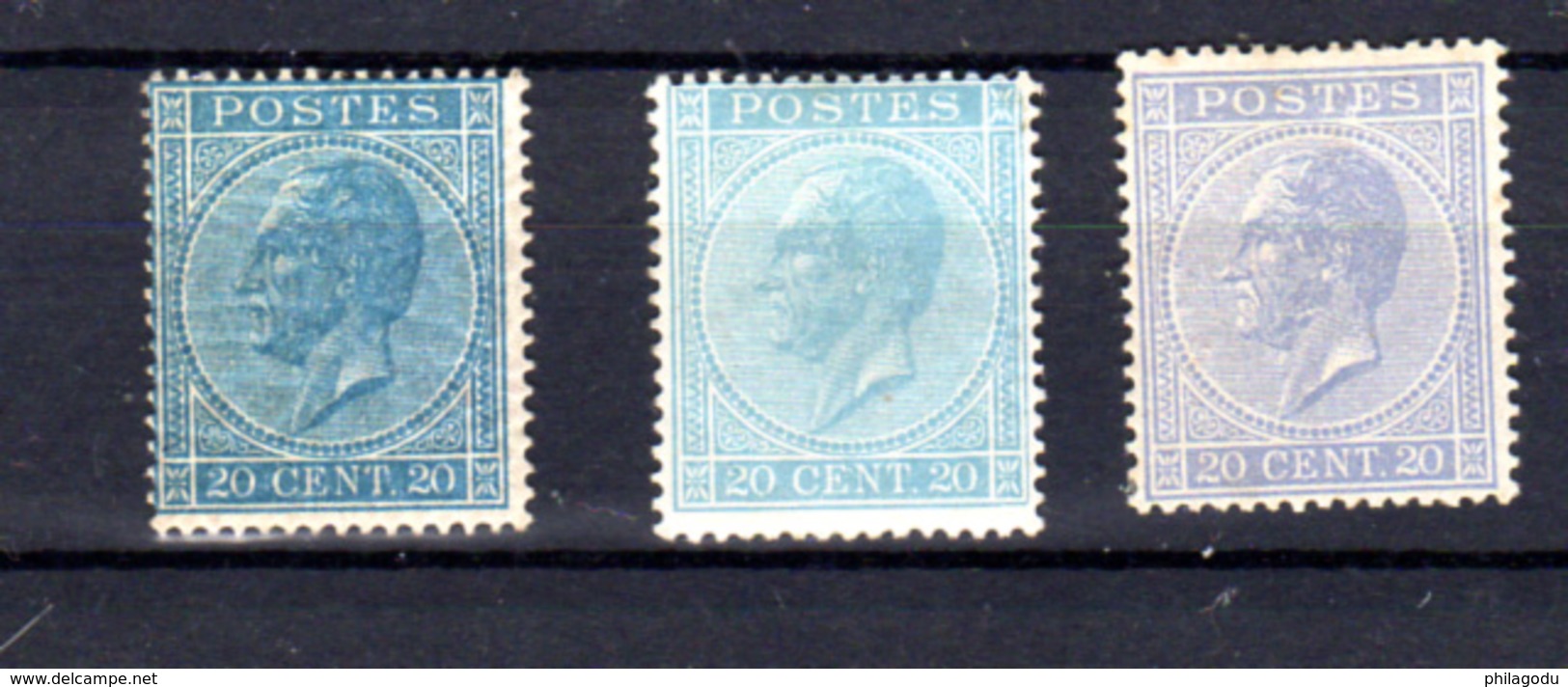 1865-66   Belgique, Léopold 1er, 18 *(3 Couleurs), Cote 880 € - 1865-1866 Profile Left