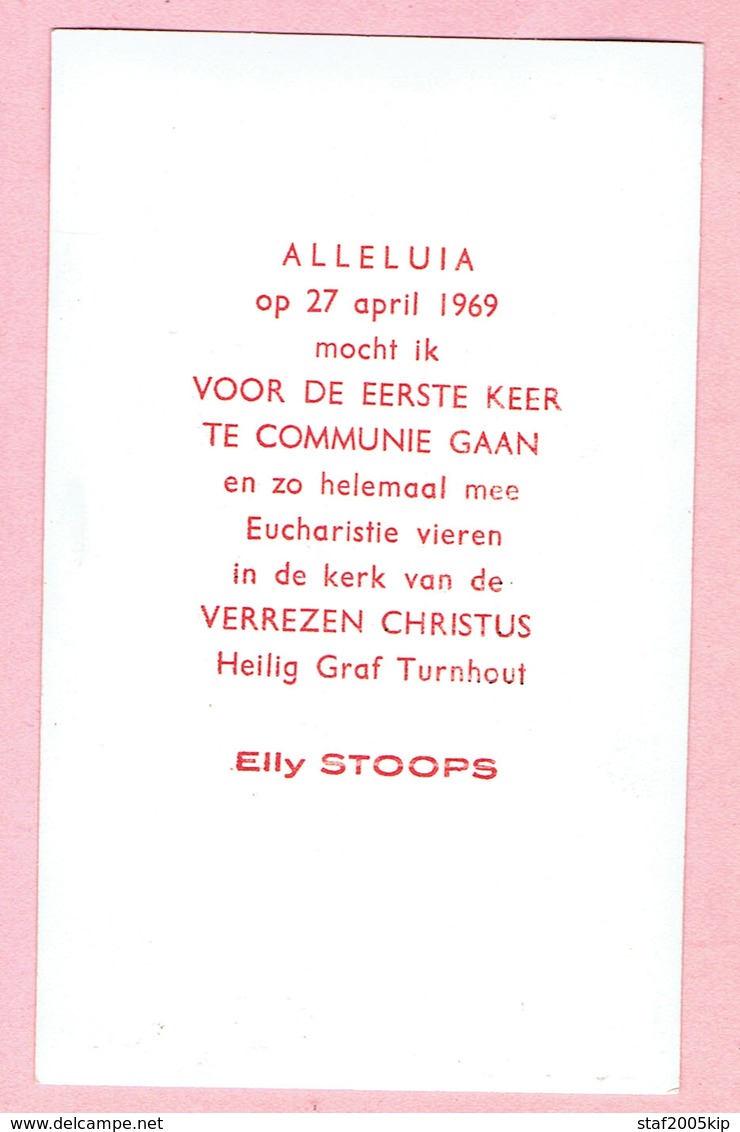 Eerste H. Communie Prentje Met Foto - Elly STOOPS - Heilig Graf Turnhout 1969 - Images Religieuses