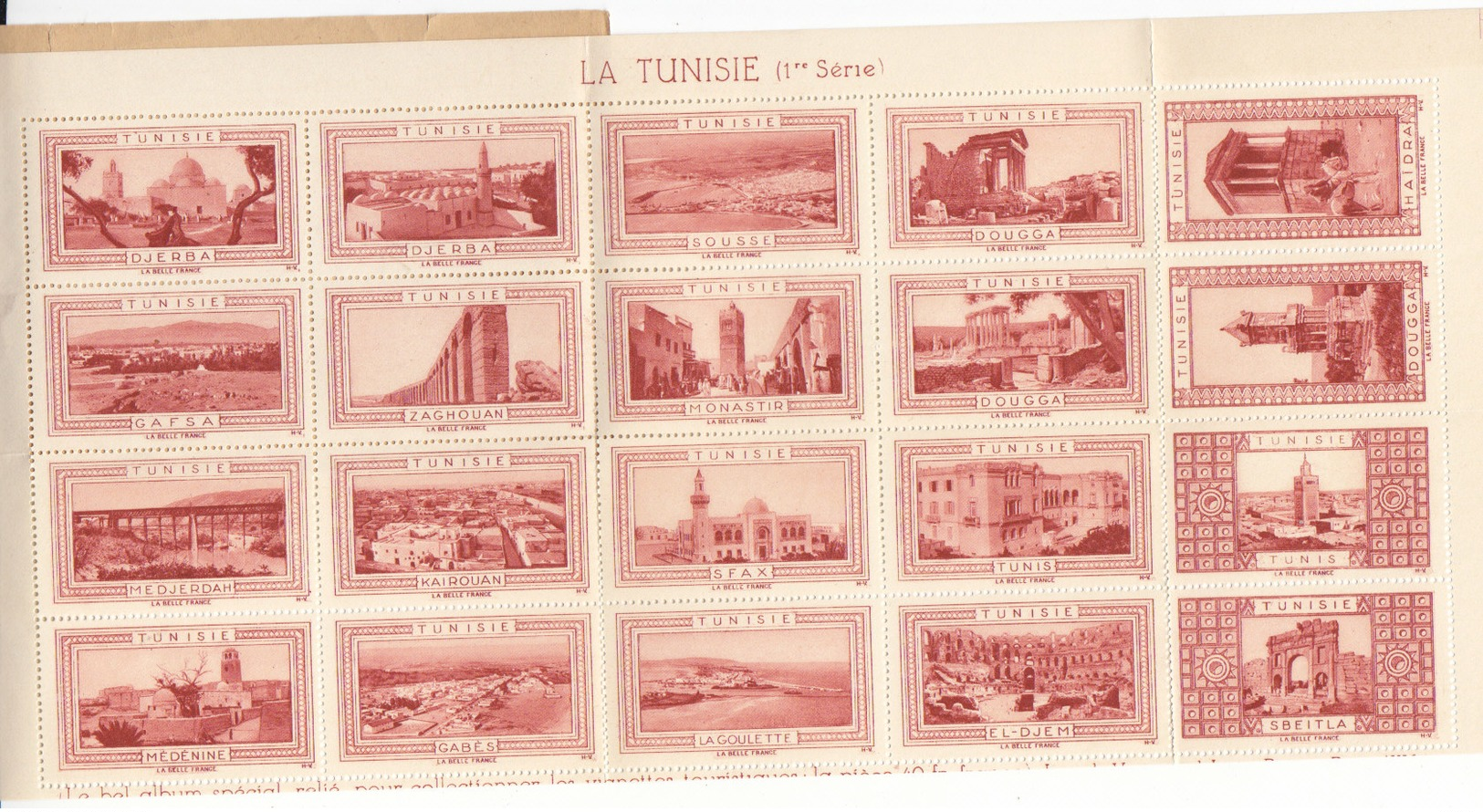 20 Vignettes Tunisie , Au Profit De La Chapelle St Benoit à Issy Les Moulineaux , Hauts De Seine ,2 Scans - Blocks & Sheetlets & Booklets