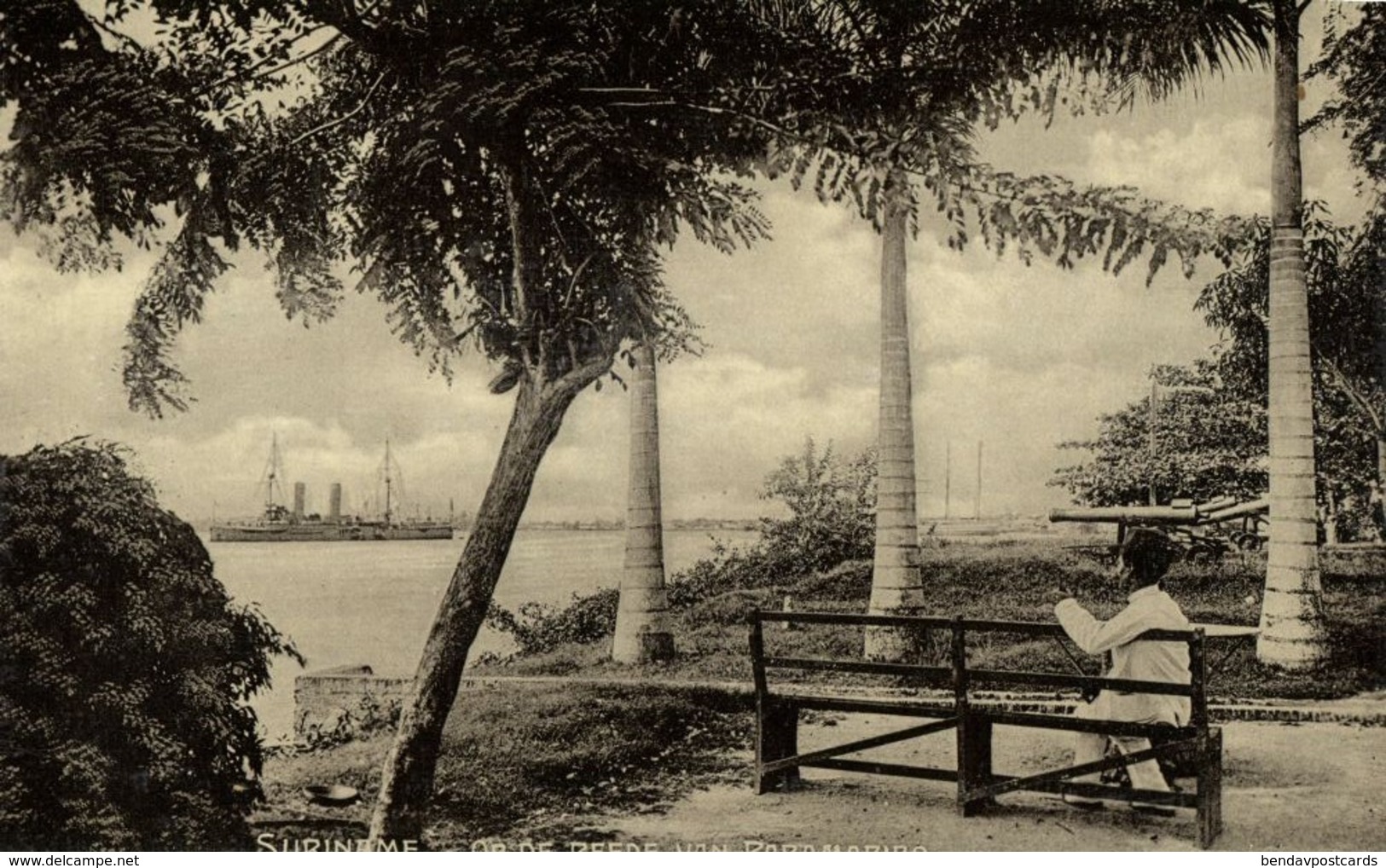 Suriname, PARAMARIBO, At The Roadstead, Steamer (1910s) Postcard - Suriname