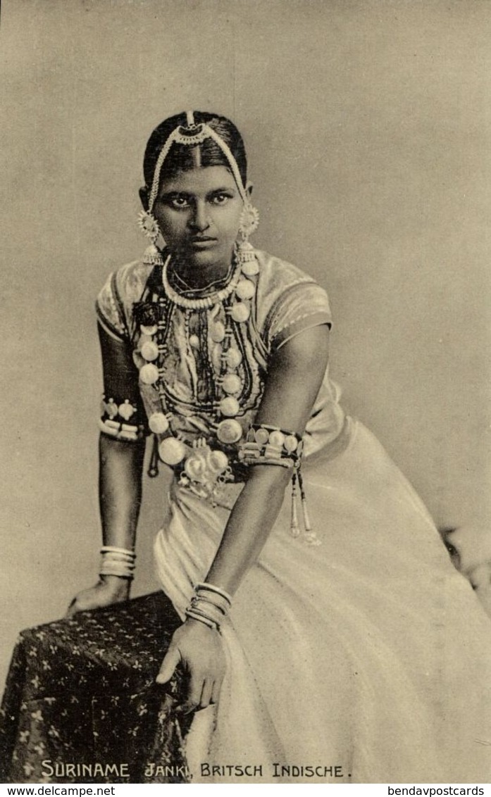 Suriname, Janki, British Indian Girl, Jewelry (1910s) Postcard - Surinam