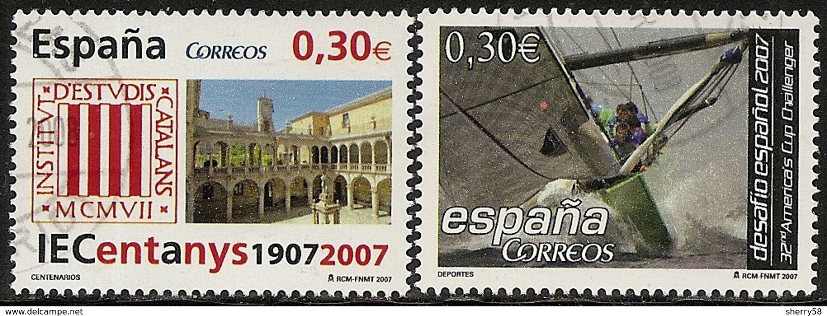 2007-ED. 4312 Y 13-2 COMPLETAS-CENT. INSTITUT D'ESTUDIS CATALANS-32nd AMERICA'S CUP CHALLENGER.VELERO EN PLENA REGATA-US - Used Stamps