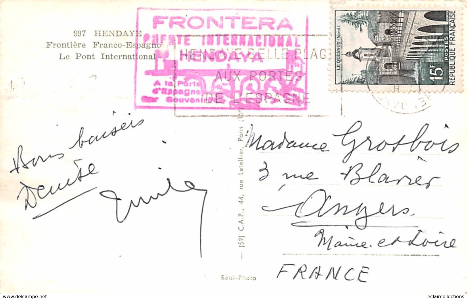 Hendaye        64          Frontière Franco-Espagnole   . Le Pont International         (voir Scan) - Hendaye