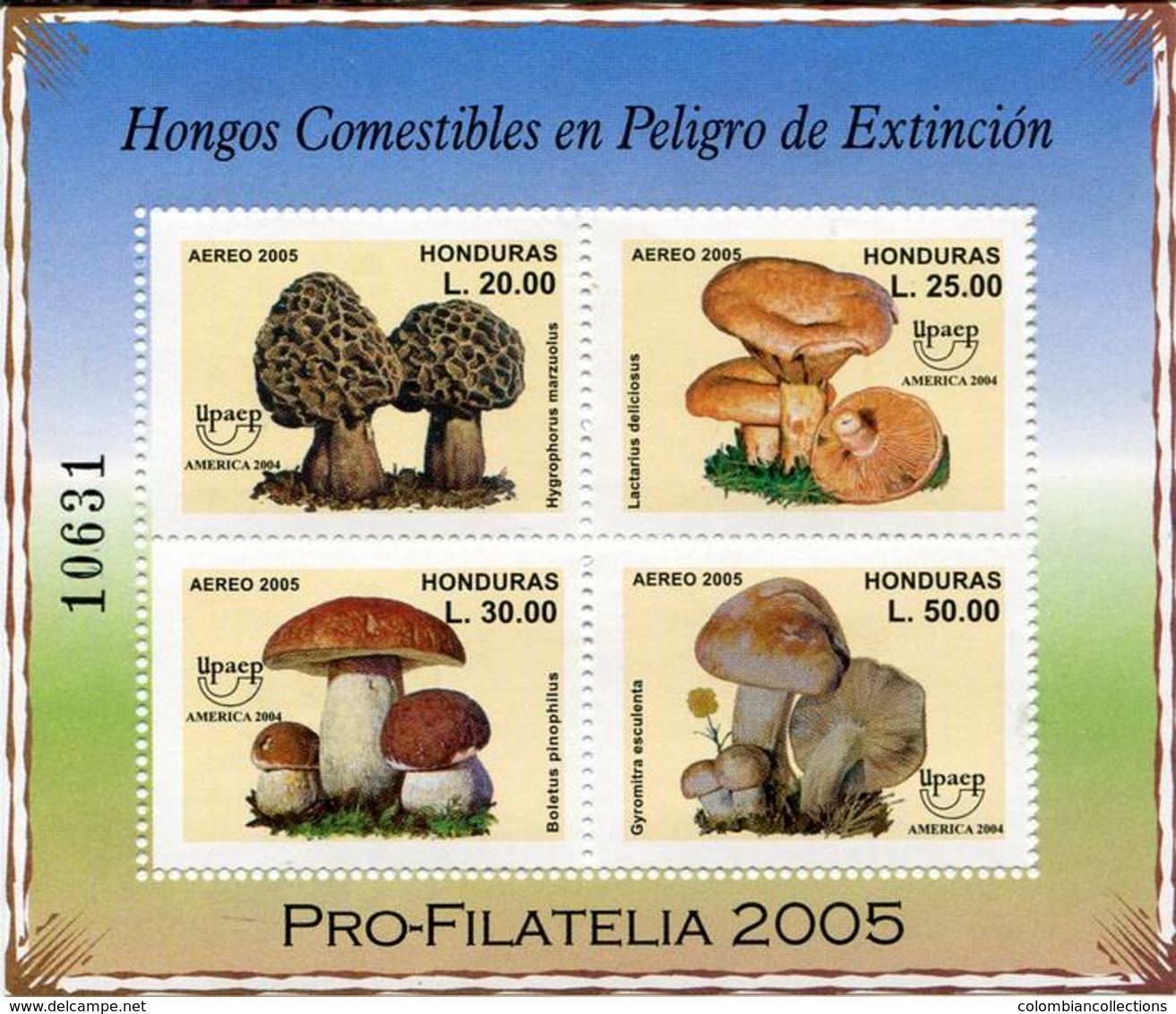 Lote H14, Honduras, 2004, HF, SS, Upaep, Hongos Comestibles En Peligro De Extincion, Edible Fungi Danger Of Extinction - Honduras