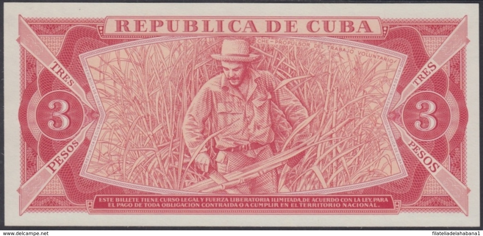 1985-BK-188 CUBA 1985 3$ UNC REEMPLAZO REPLACEMENT ERNESTO CHE GUEVARA. - Cuba